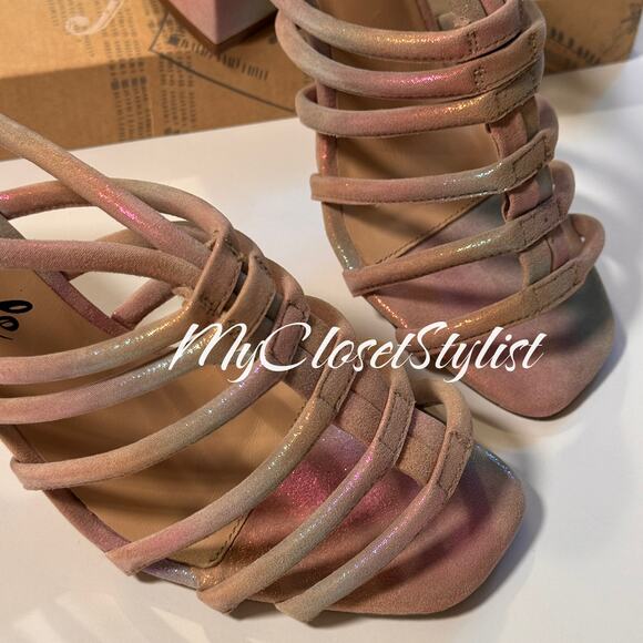 FREE PEOPLE Iridescent Straps Sandals Rare NEW IN BOX 38 8 MINT $148 Metallic - Picture 7 of 12